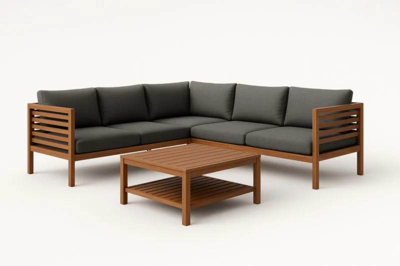 Corner Sectional Sofa - Bois Naturel/Gris