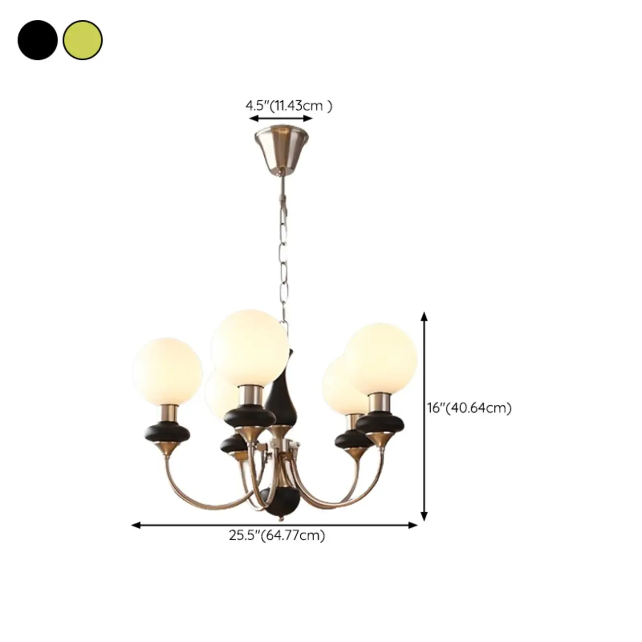 Adjustable Modern Green Globe Chandelier