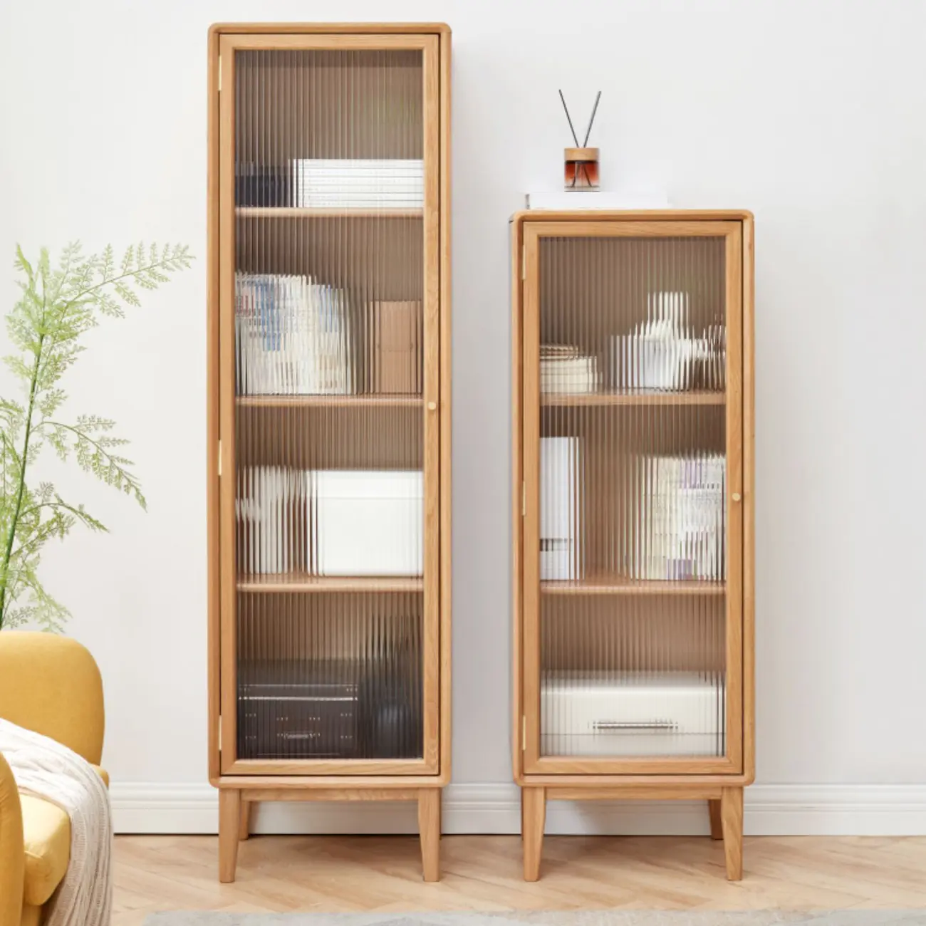 Natural Wood Standard Display Cabinet with Adjustable Shelves
