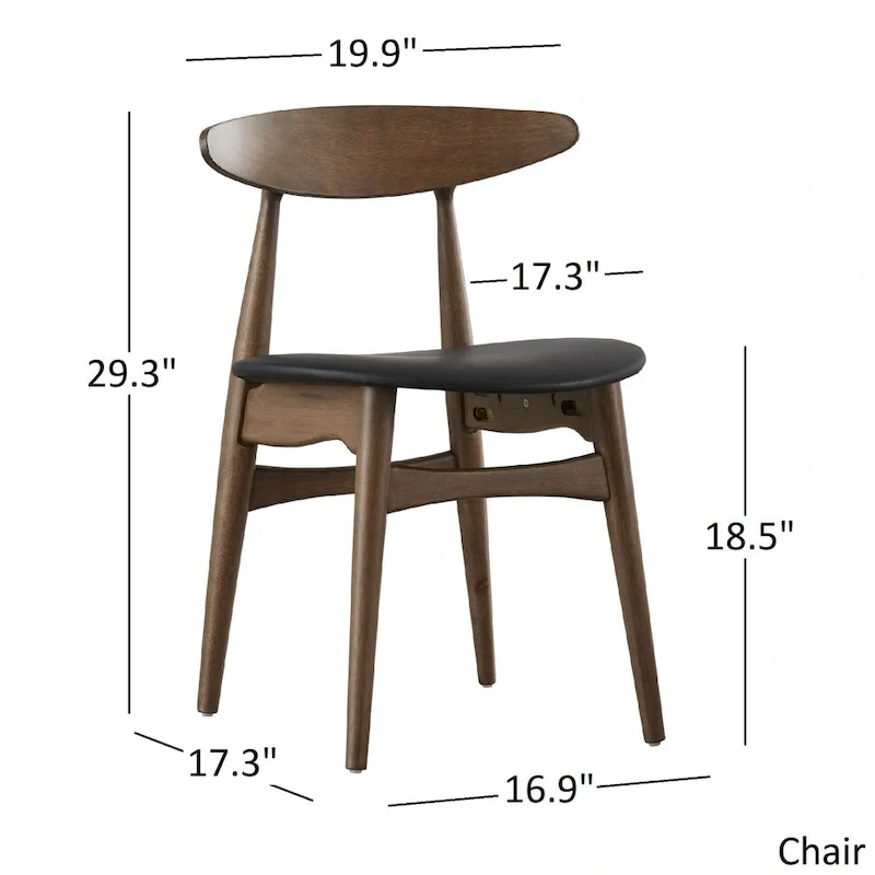Deep Walnut-Finish Round Dining Table Set — with Curved-Back Dining Chairs