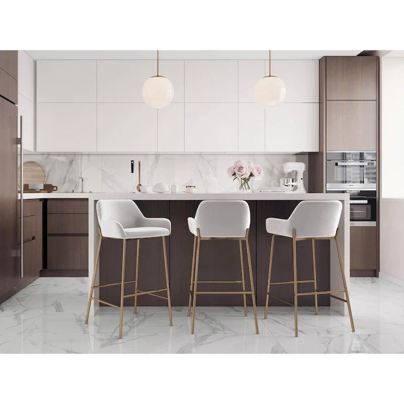 Gold Frame Upholstered Bar Stool