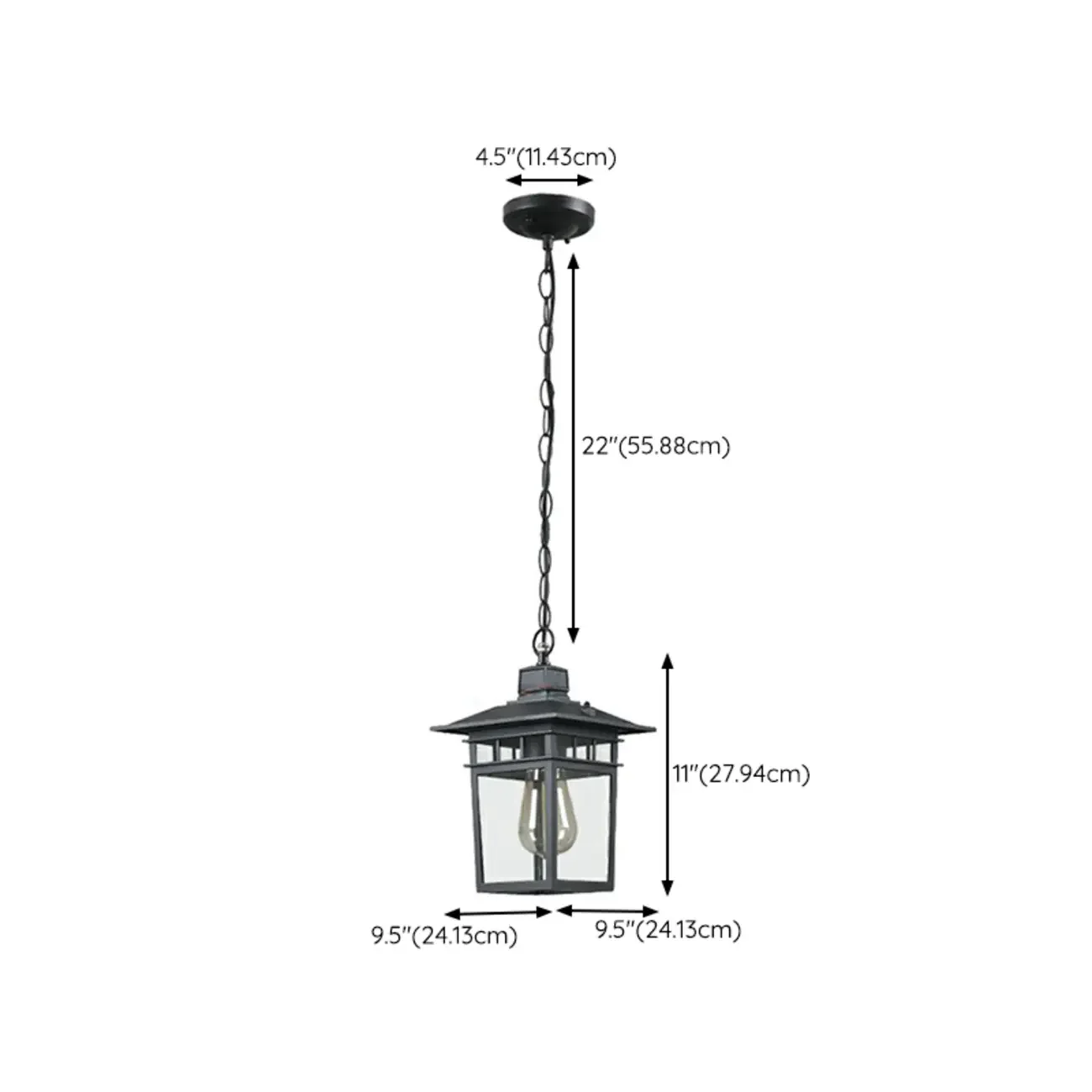 Industrial Black Metal Courtyard Pendant Lights in Adjustable