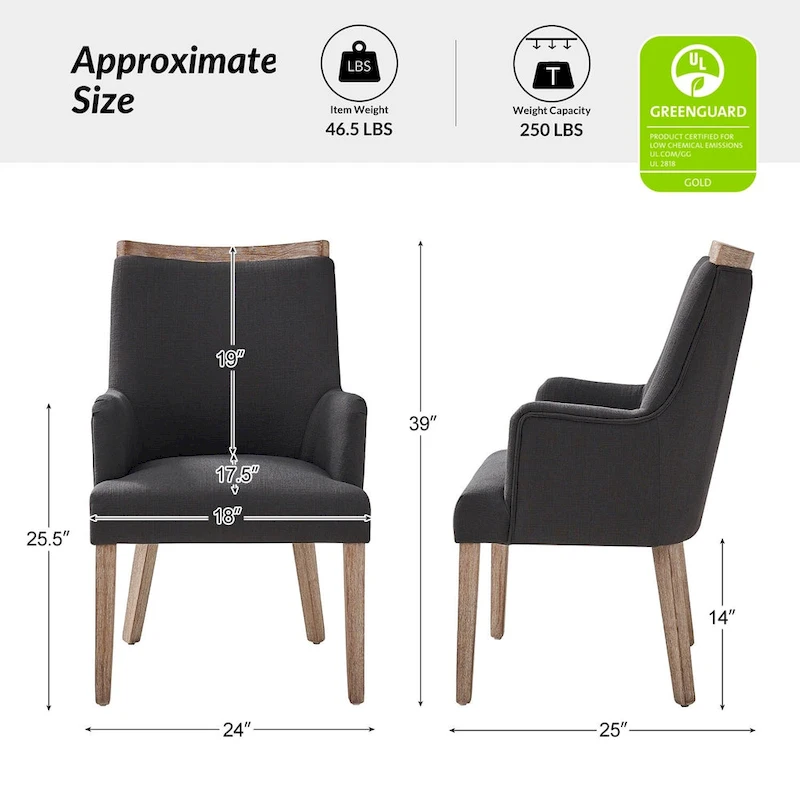 Albert Farmhouse Upholstered Solid Wood Dining Chair Set of 2 by HULALA HOME