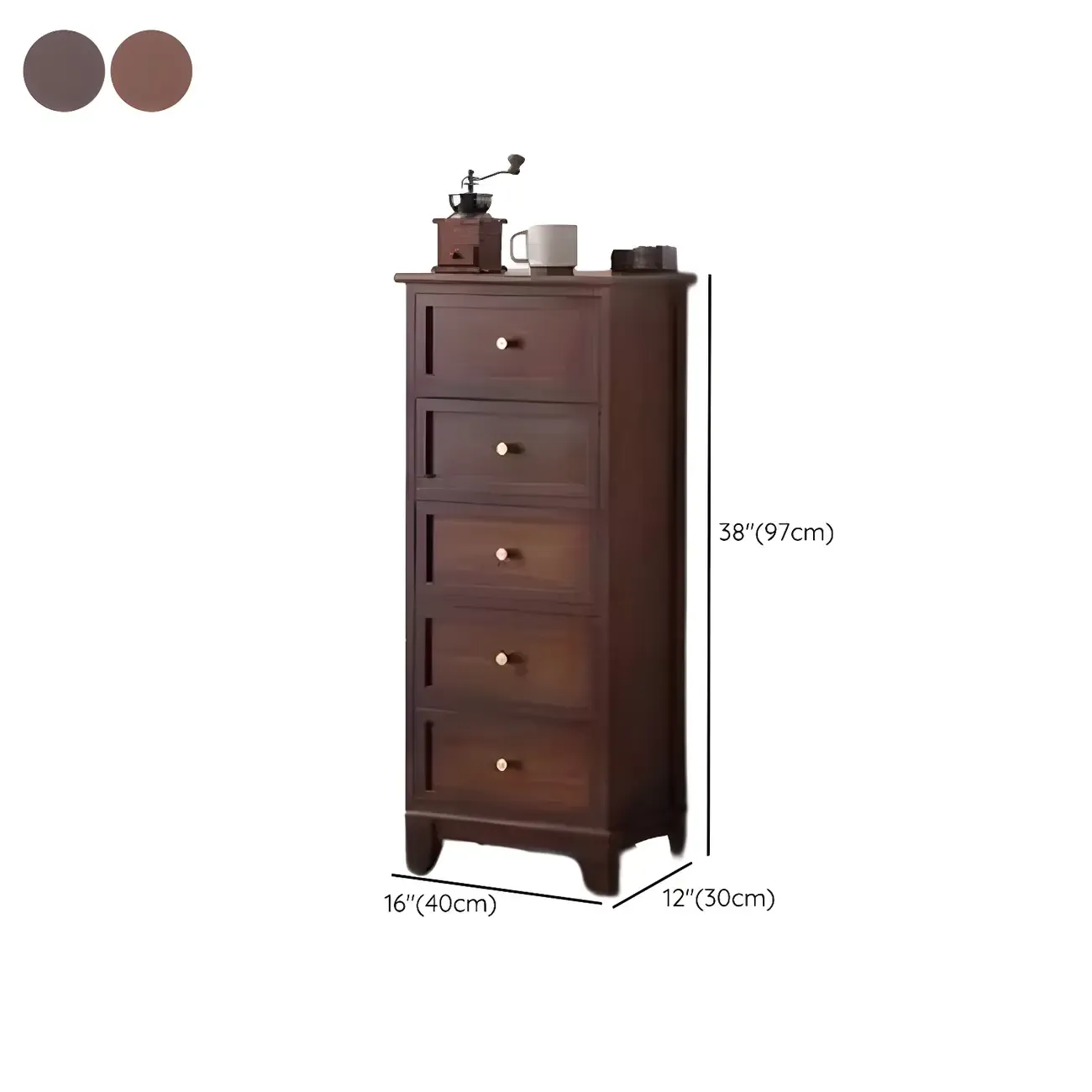 Industrial Rectangular Brown Wooden Drawer Cabinet