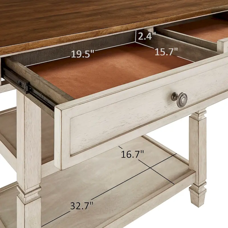 Elena 2-tone Antique Kitchen Island Buffet by iNSPIRE Q Classic