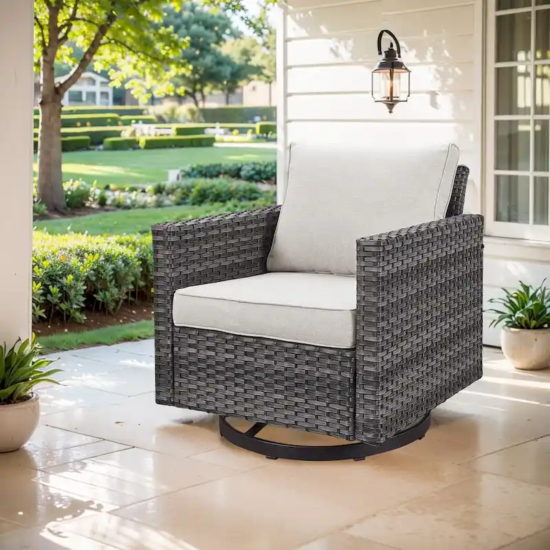 Outdoor Swivel Rocker Patio Chairs with Cushions - Grey