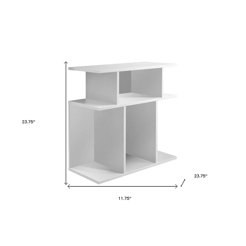 HomeRoots 24 White Wood End Table With Six Open Shelves - 11.75