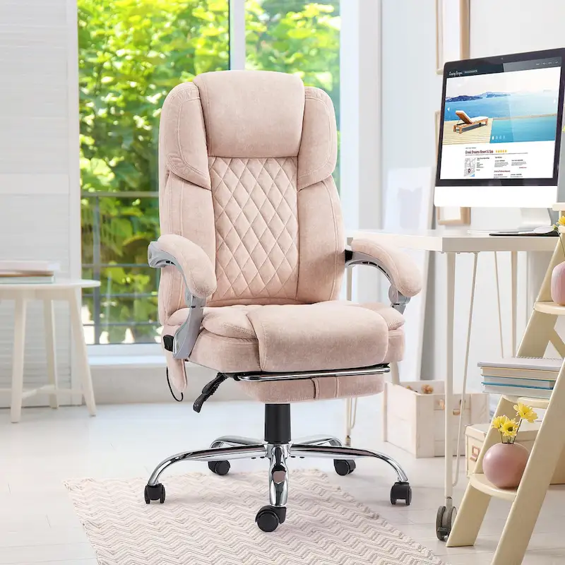 Heated Massage Office Chair with Footrest, Ergonomic Reclining Desk Chair with Lumbar Support and Adjustable Height.