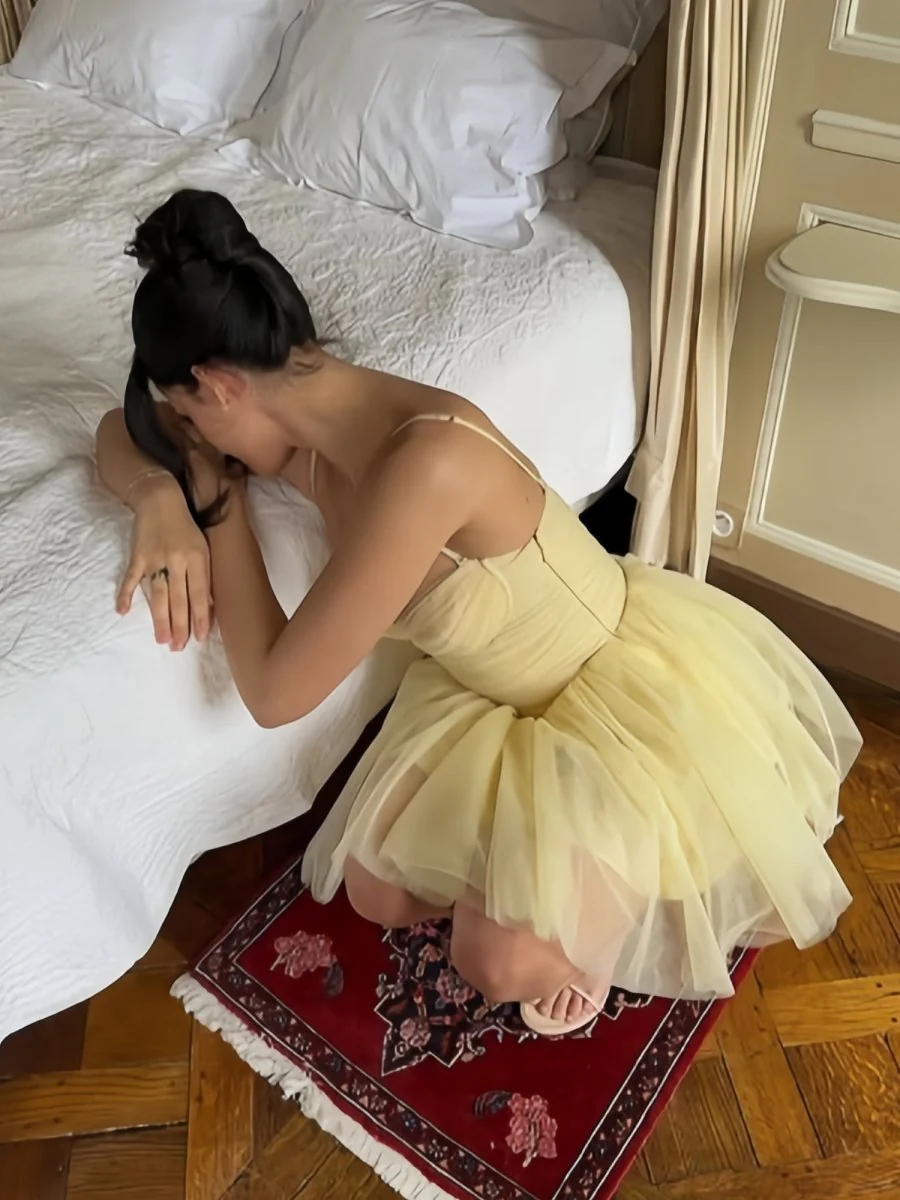 Yellow - A Line Tulle Sweetheart Short Homecoming Dress