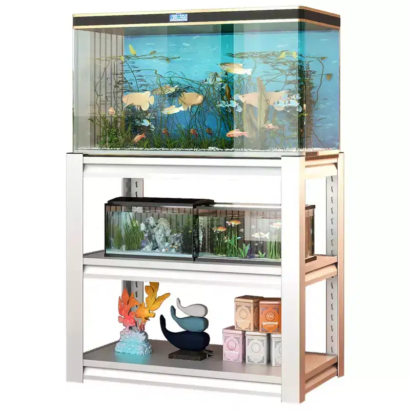VIYET 31 3-Tier Adjustable Fish Tank Stand - 400lbs Heavy-Duty Metal Aquarium Stand for 20-30 Gallon, Antique White with Floor Pads