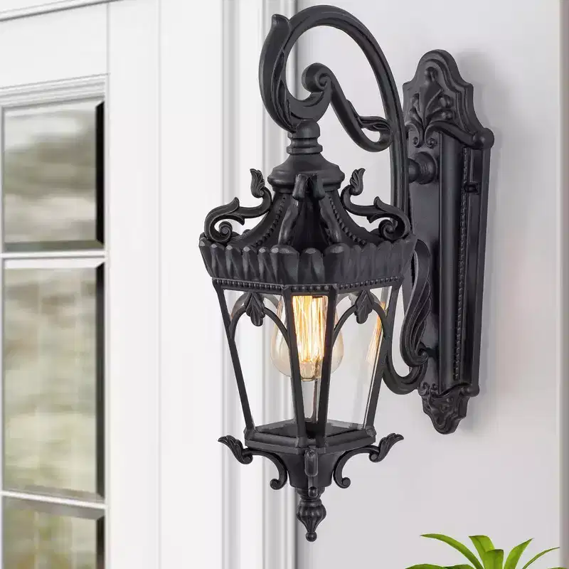 C Cattleya 1-Light Matte Black Die-cast Aluminum Outdoor Wall Lantern Sconce with Clear Tempered Glass