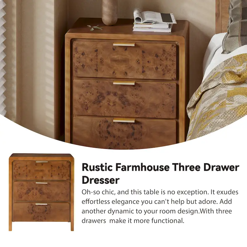 Brown Rustic Farmhouse Fully-Assembled Dresser with Wood Grain Drawers