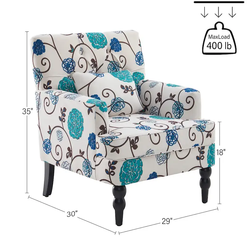 Upholstered Accent Chair with Lumbar Pillow - Single Seat