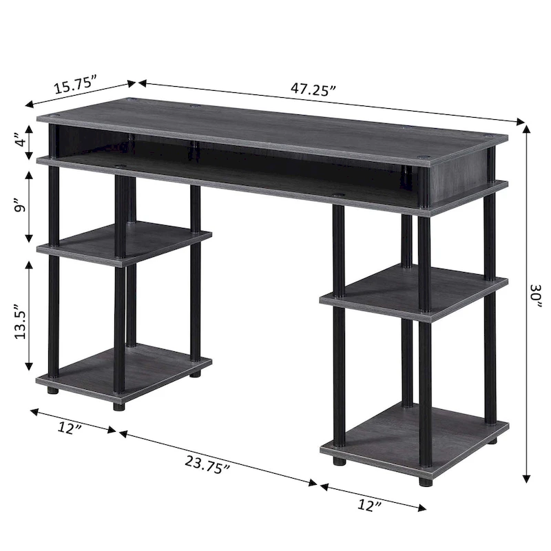 Convenience Concepts Designs2Go No Tools Student Desk with Shelves