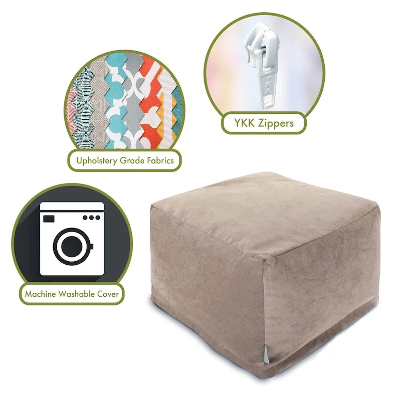 Velvet Pouf Ottoman – Round Footrest & Extra Seating