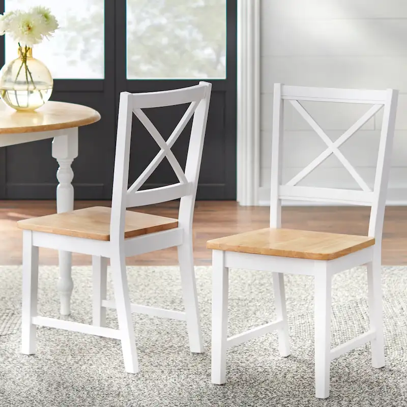 Simple Living Solid Wood Crossback Dining Chairs (Set of 2)