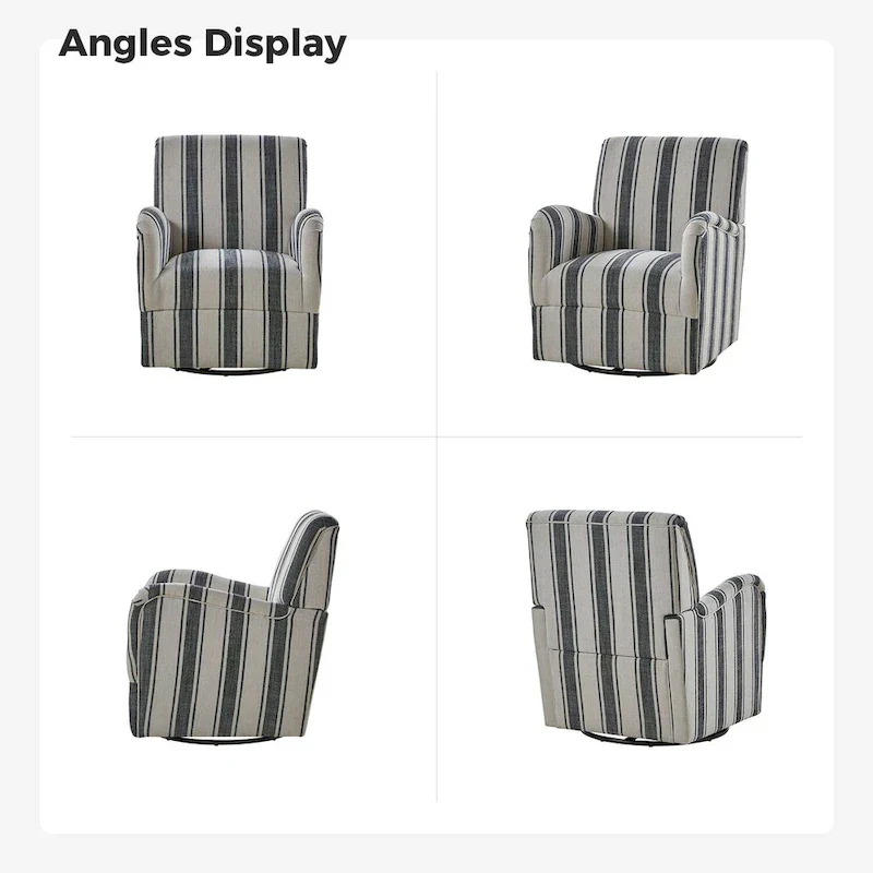 Pancy Traditional Swivel Armchair with Jacobean Strip Pattern Set of 2 by HULALA HOME