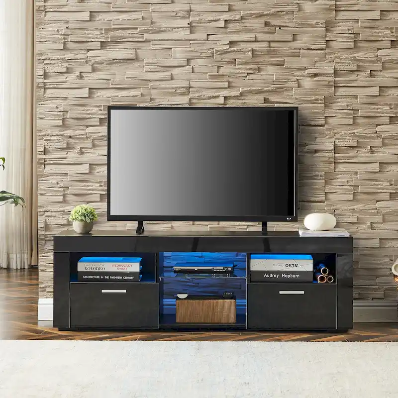 51-Inch TV Stand with RGB LED Lights for TVs up to 69 Inches