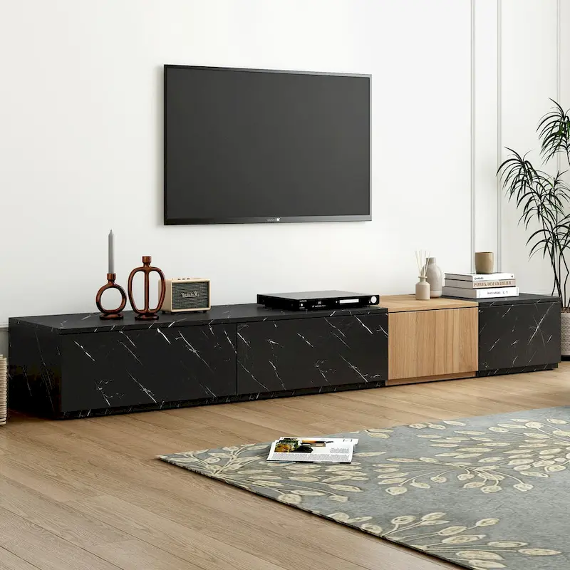 TV Stand for TVs up to 88, Modern Free-Combination Entertainment Center with 4 Storage Drawers
