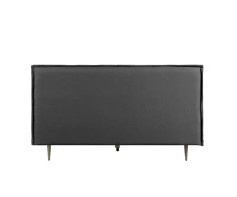91" Queen Bed Metis Bed Gray Top Grain Leather - Acme Furniture: Modern Industrial Style, Metal Legs, Plush Upholstery