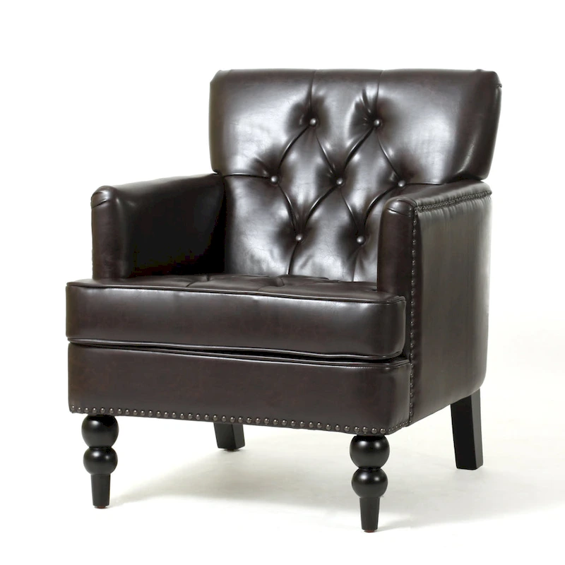 Malone Brown Leather Club Chair by Christopher Knight Home
