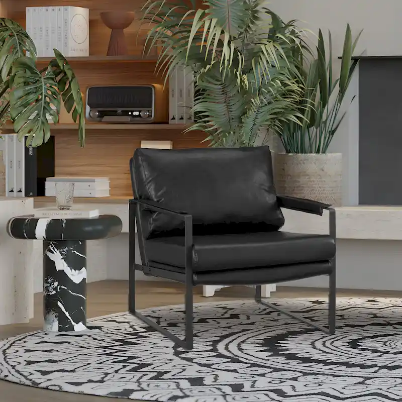 Art Leon Modern PU Leather Upholstered Arm Chair with Steel Frame