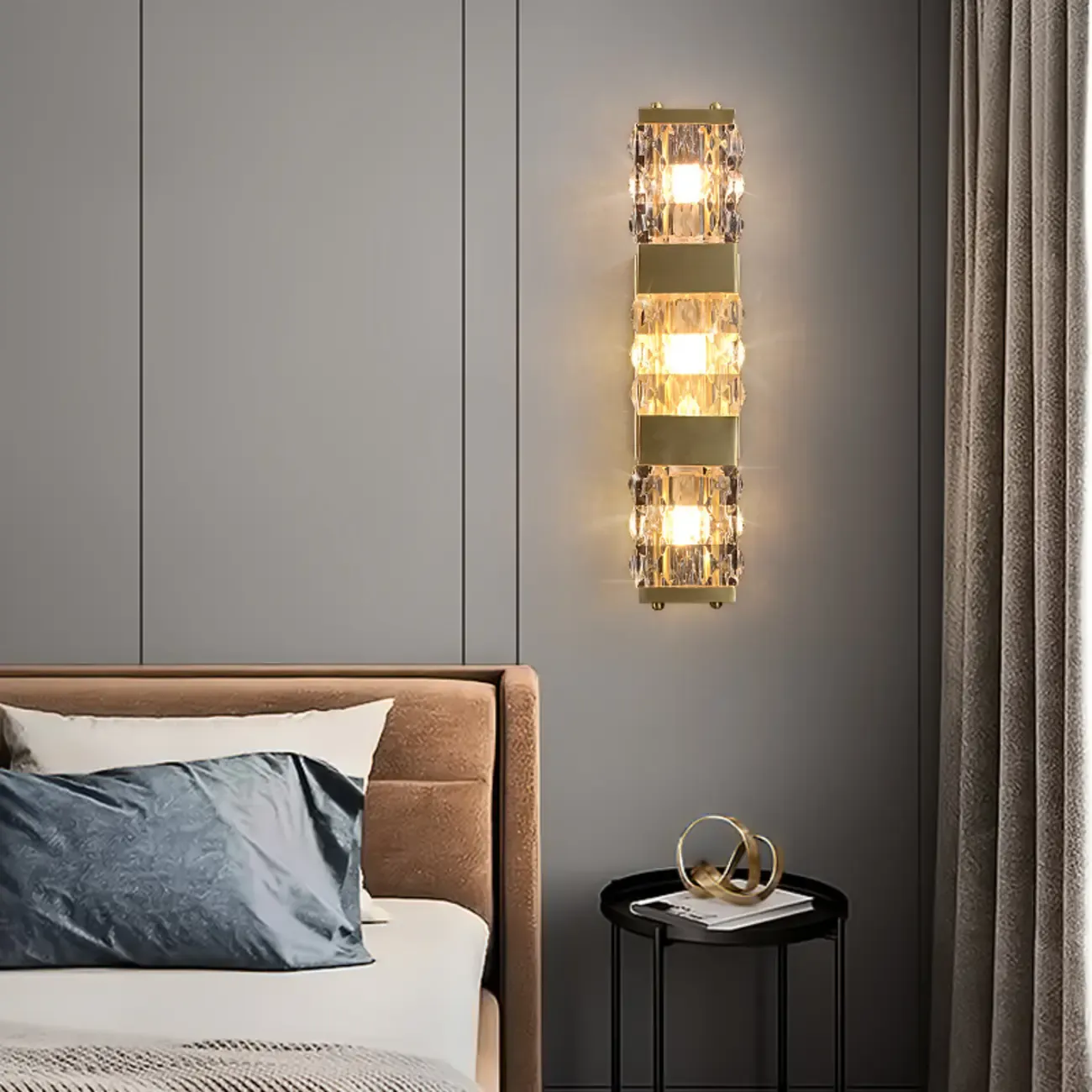 Exquisite Brass Crystal Indoor Wall Sconce Light Fixture