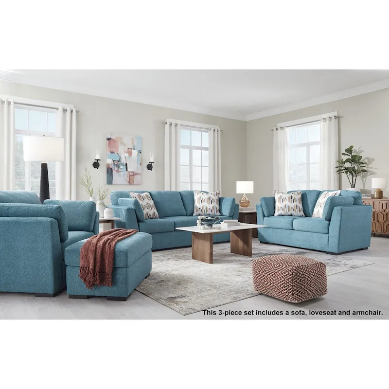 Roundhill Furniture Clareen 3-Piece Living Room Set, Sofa Loveseat and Cutler Chair