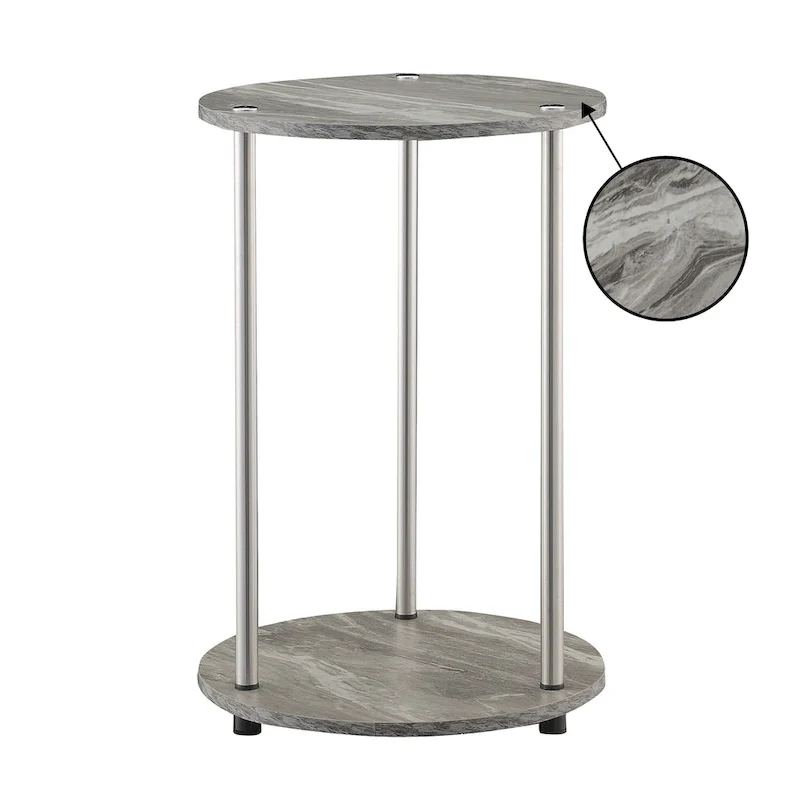 Convenience Concepts  No Tools 2 Tier Round End Table