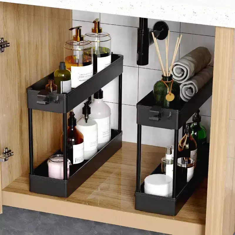 ACOINEL Slim Rolling Storage Cart 4 Tier Bathroom Organizer Mobile Shelving Unit Utility Cart Tower Rack for Kitchen Laundry Narrow Places