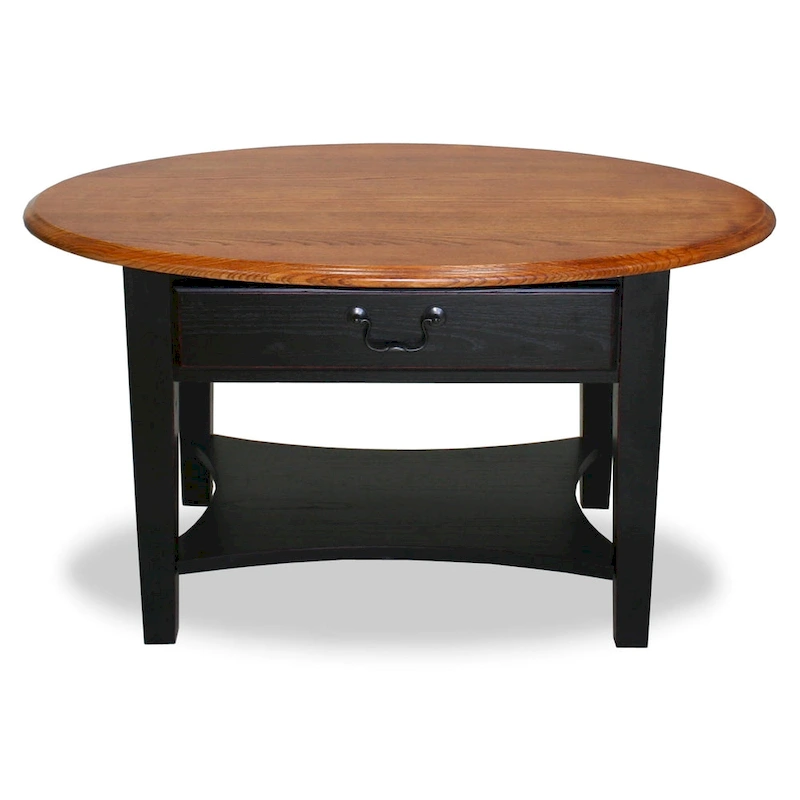 Leick Home One Drawer Oval Coffee Table with Shelf