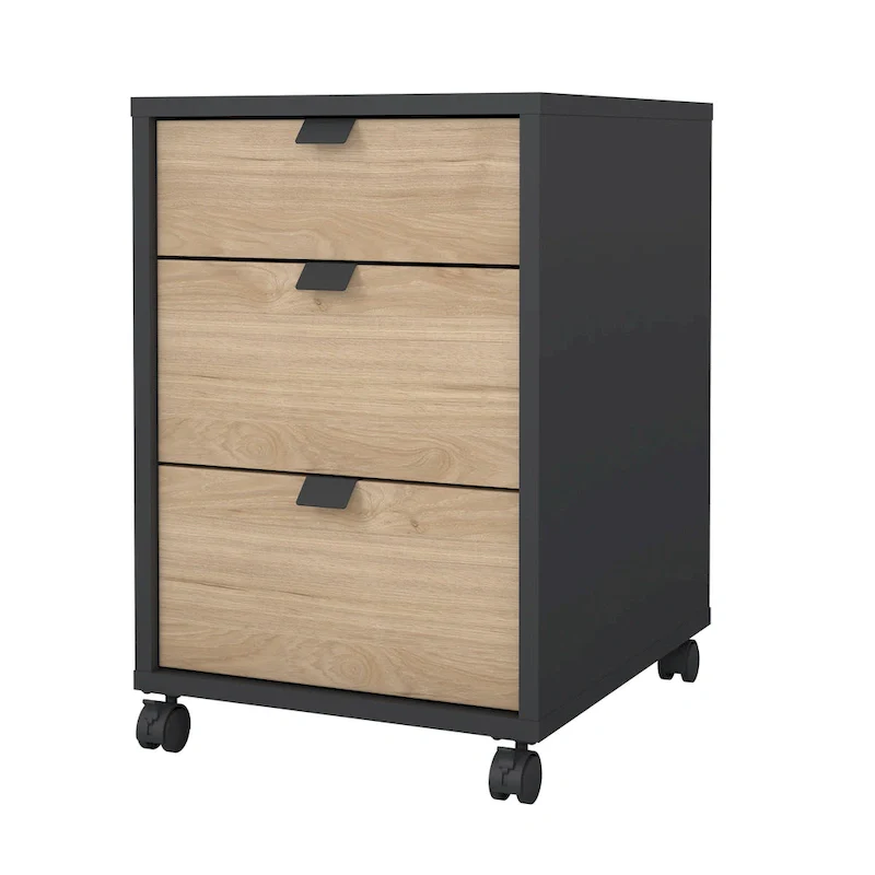 3-Drawer Mobile Cabinet with Wheels - Engineered Wood