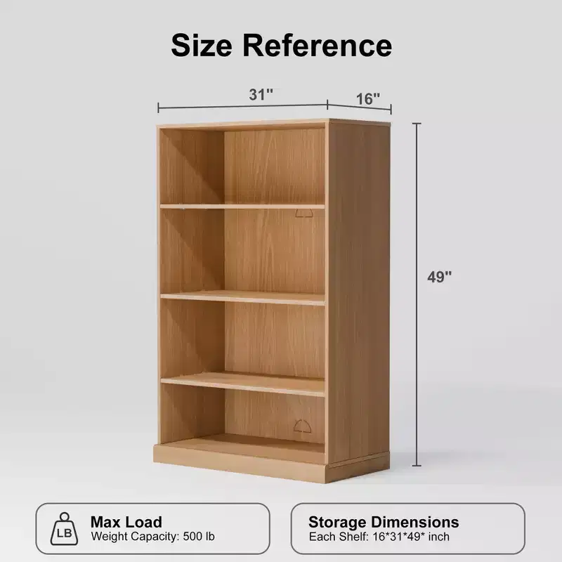 PexFix 49x31x16 Doorless Wood Bookshelf Storage Cabinet Bookcase&Office Cabinet for Kitchen Bedroom Entryway Living Room Dinning Room Natural