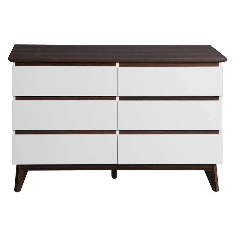 6-Drawer White Wood Dresser