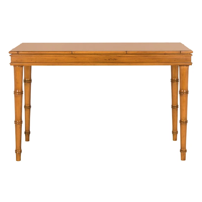 Modern Coastal Writing Desk with 1 Drawer - Bamboo-Inspired Wood Frame Office Furniture