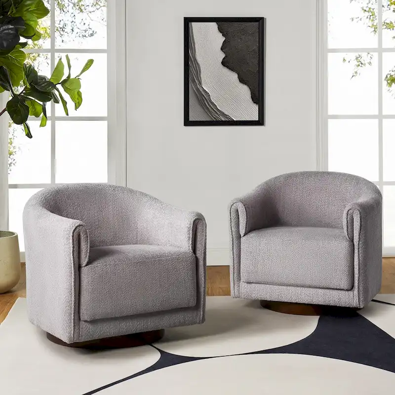 Jeffrey Transitional Comfortable Upholstered Swivel Chair Set of 2 by HULALA HOME