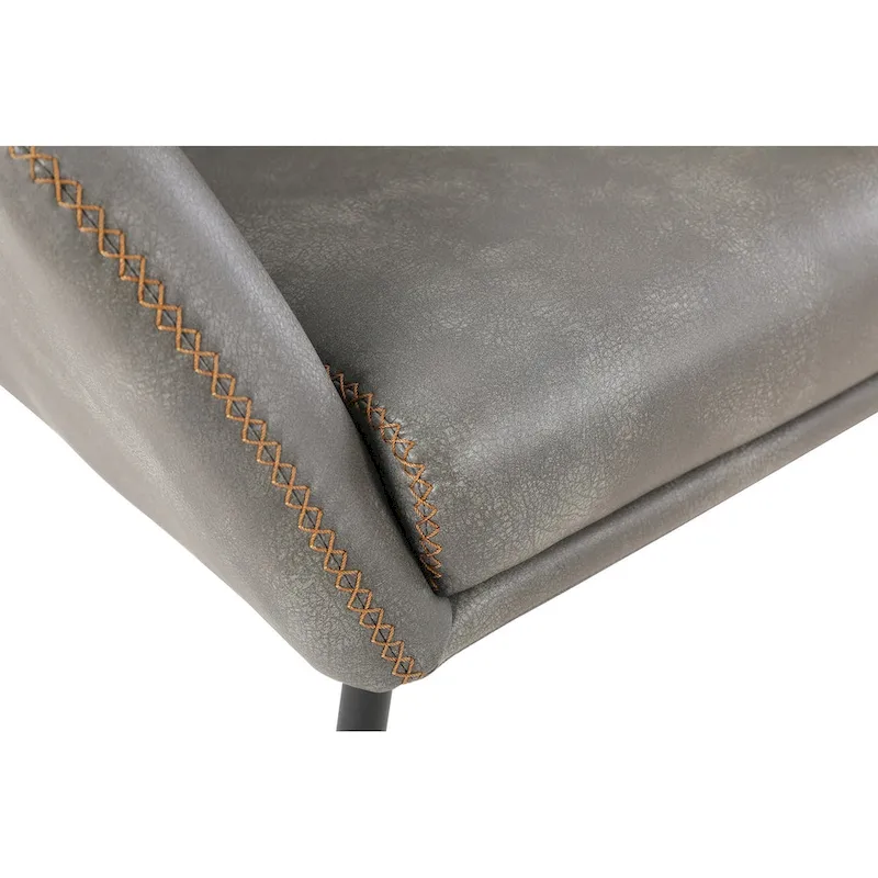 Brooks Accent Chair in Faux Leather with Stitch and Black Legs
