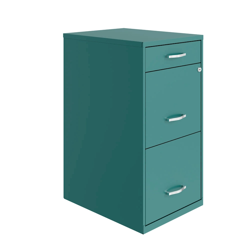 Space Solutions 18  Deep 3 Drawer Metal Organizer File Cabinet, Teal