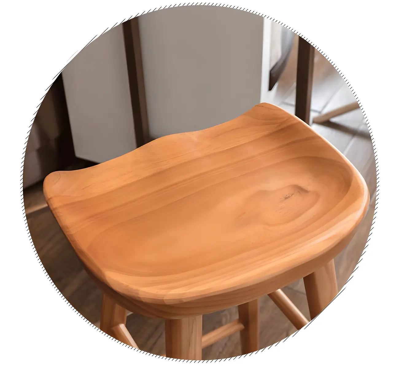 Counter Height Backless Wooden Industrial Bar Stools