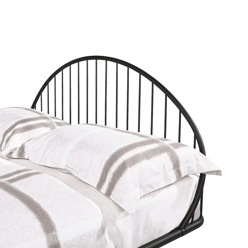 Furniture of America Duke Curved Metal Powder Coated Bed Frame, No Box Spring Needed