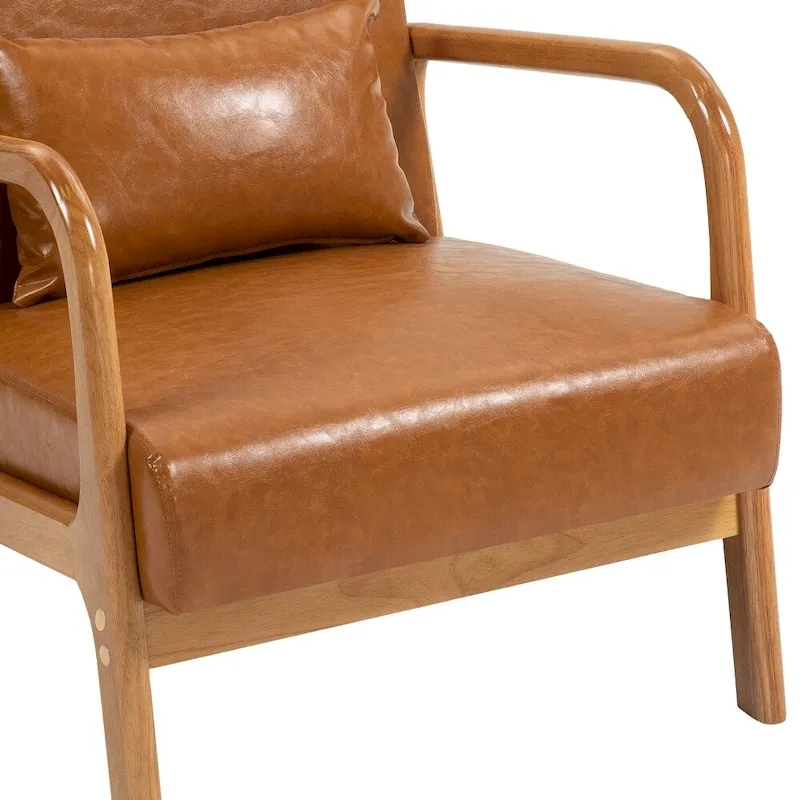 2 Set Upholstered Lounge Arm Chair with Pillow - Set of 2