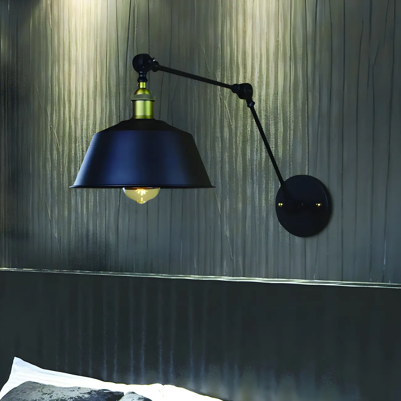 Industrial Black Metal Swing Arm Wall Light