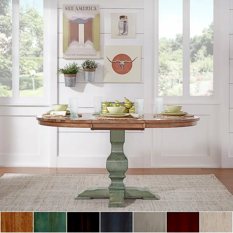 Two-Tone Oval Solid Wood Dining Table