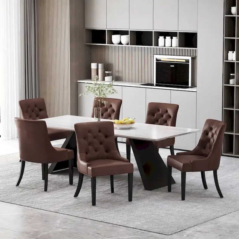 Cheney Tufted Dining Chairs (Set of 6) by Christopher Knight Home