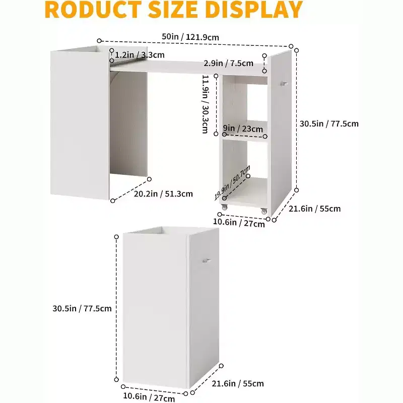 Compact Folding Computer Desk with Drawer & Storage Shelves, Small Space Home Office Desk for Study, Gaming, Dorm Room & Apartment