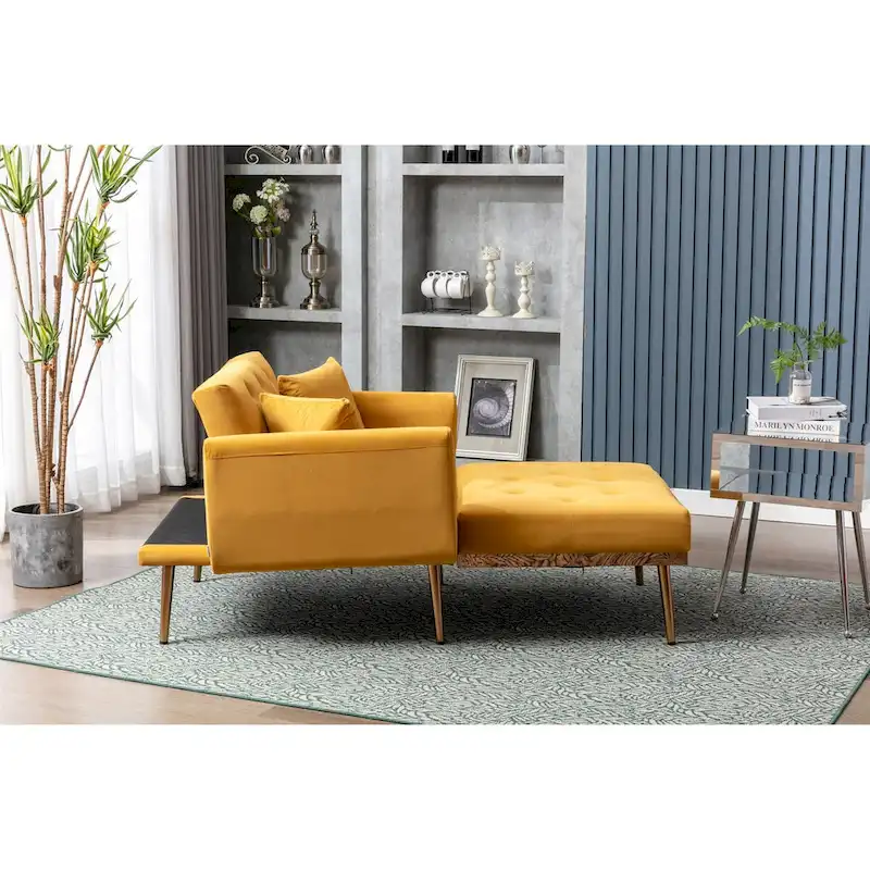 Chaise lounge chair/accent chair,Curved edges, padded with thick foam and upholstered with high-quality fabric