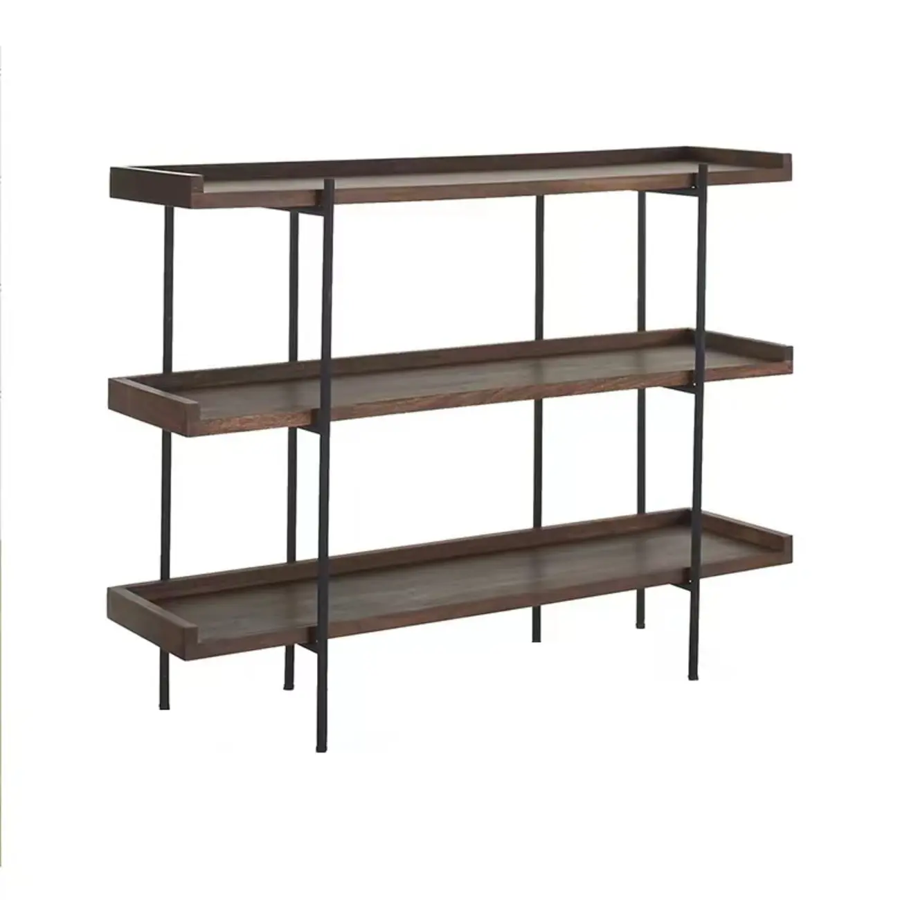 Contemporary Iron Brown Multi-tier Wood Etagere Bookcase