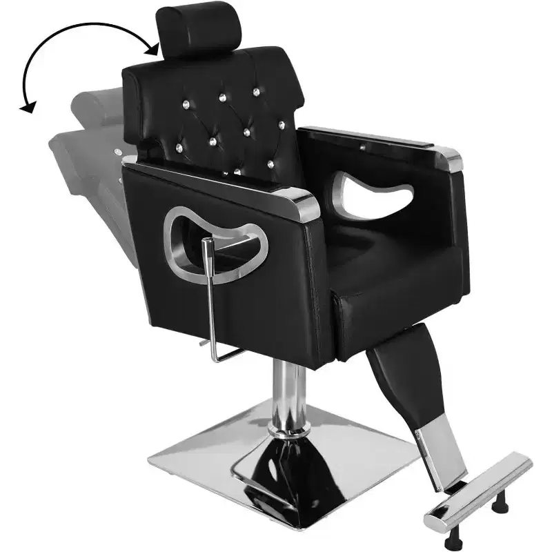 Karl Home Heavy Duty Reclining Barber Chair Salon Chair with Headrest Height Adjustable