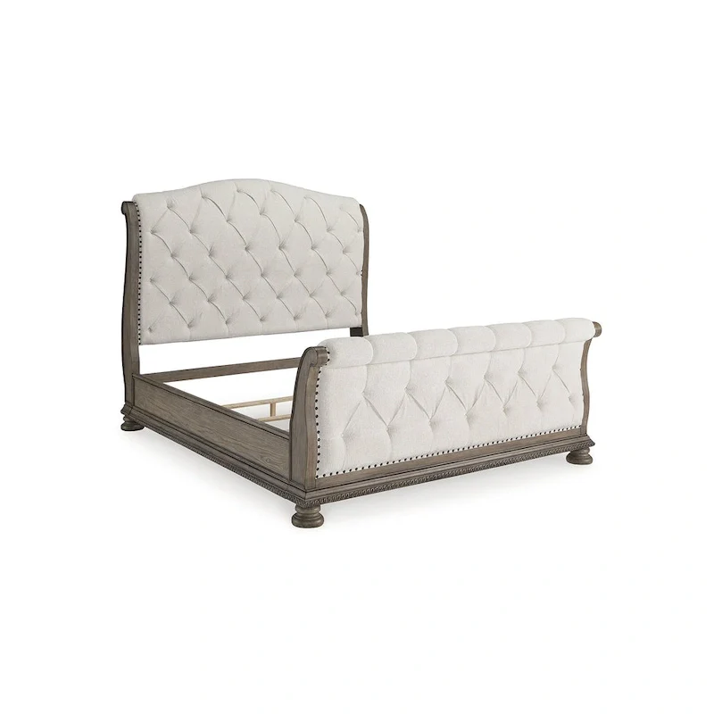 Ardenfield Light Brown/Beige Upholstered Sleigh Bed