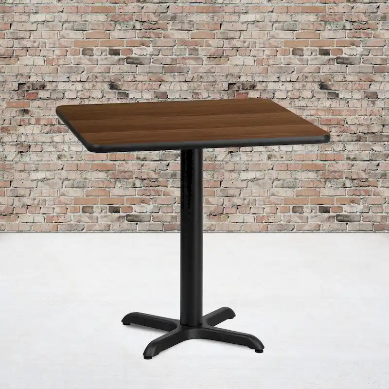 Walnut / Black / Mahogany / Natural Square Laminate Top Dining Table with X-Base – Seats 2